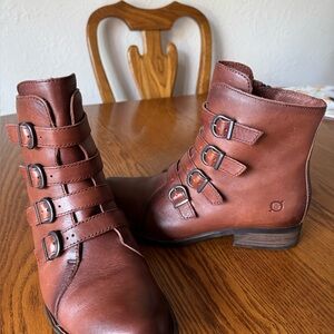 Born Brown Cardi Ankle Boots with side zipper